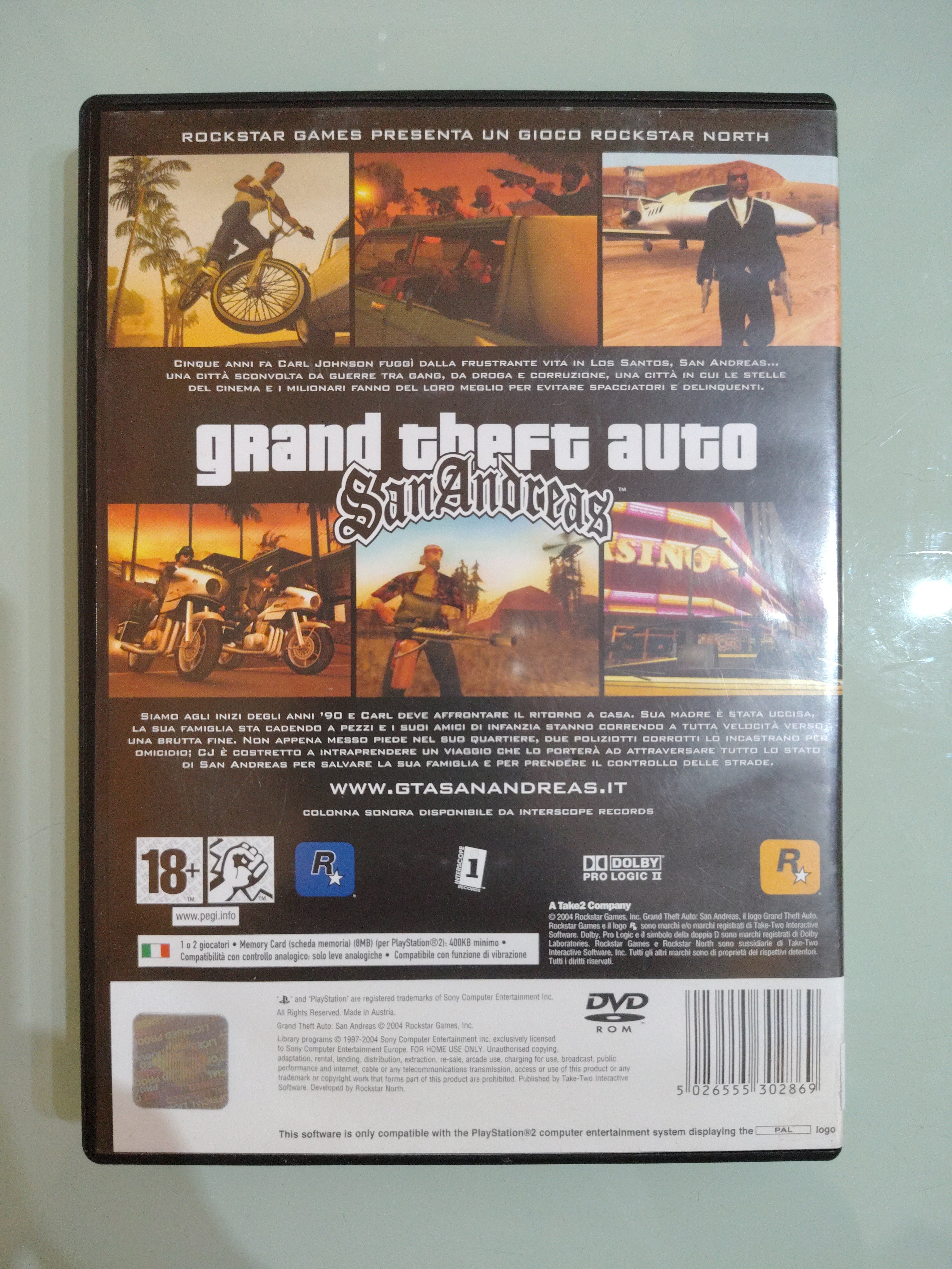 PS2 GRAND THEFT AUTO SAN ANDREAS PAL ita
