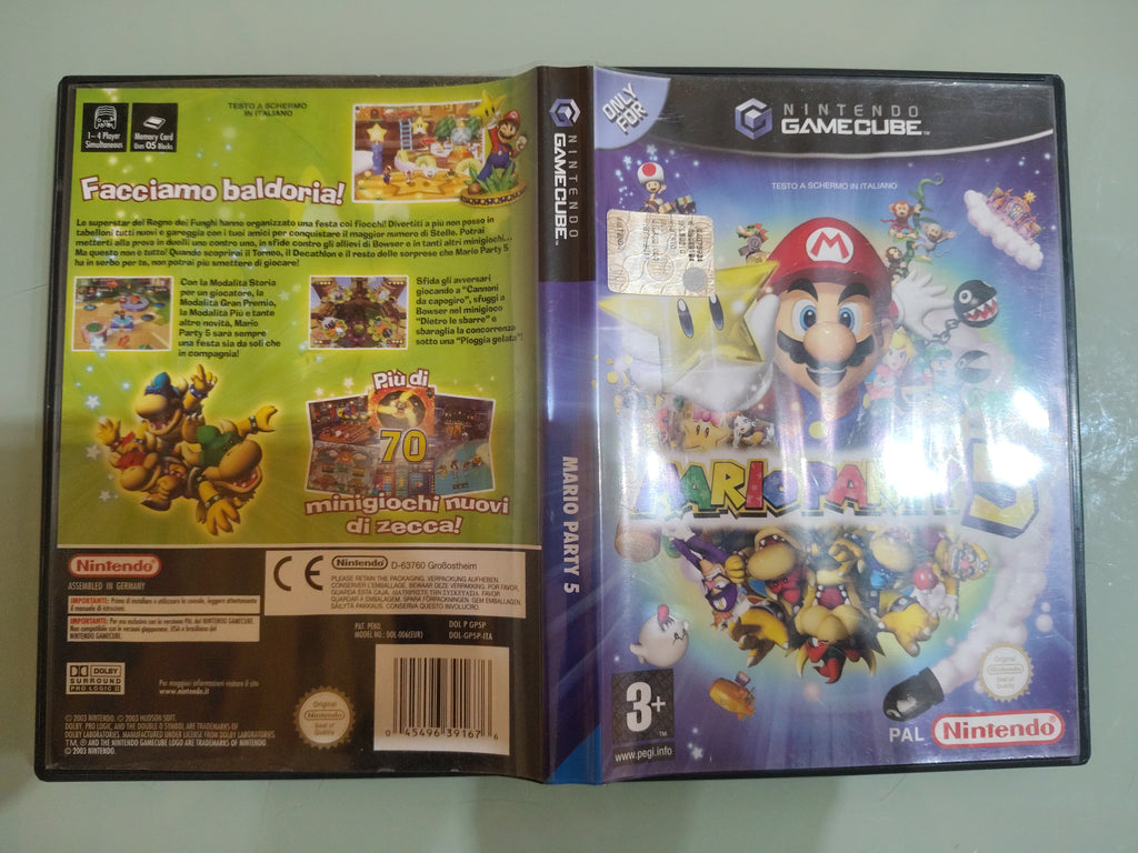 MARIO PARTY 5 NINTENDO GAMECUBE e WII PAL ITA ITALIANO TRIANGOLO BLU con MANUALE