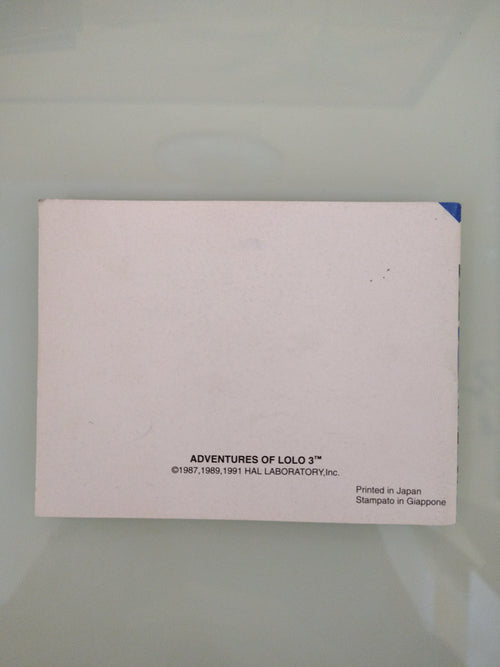 Adventures of LOLO 3 NES Nintendo solo manuale istruzioni