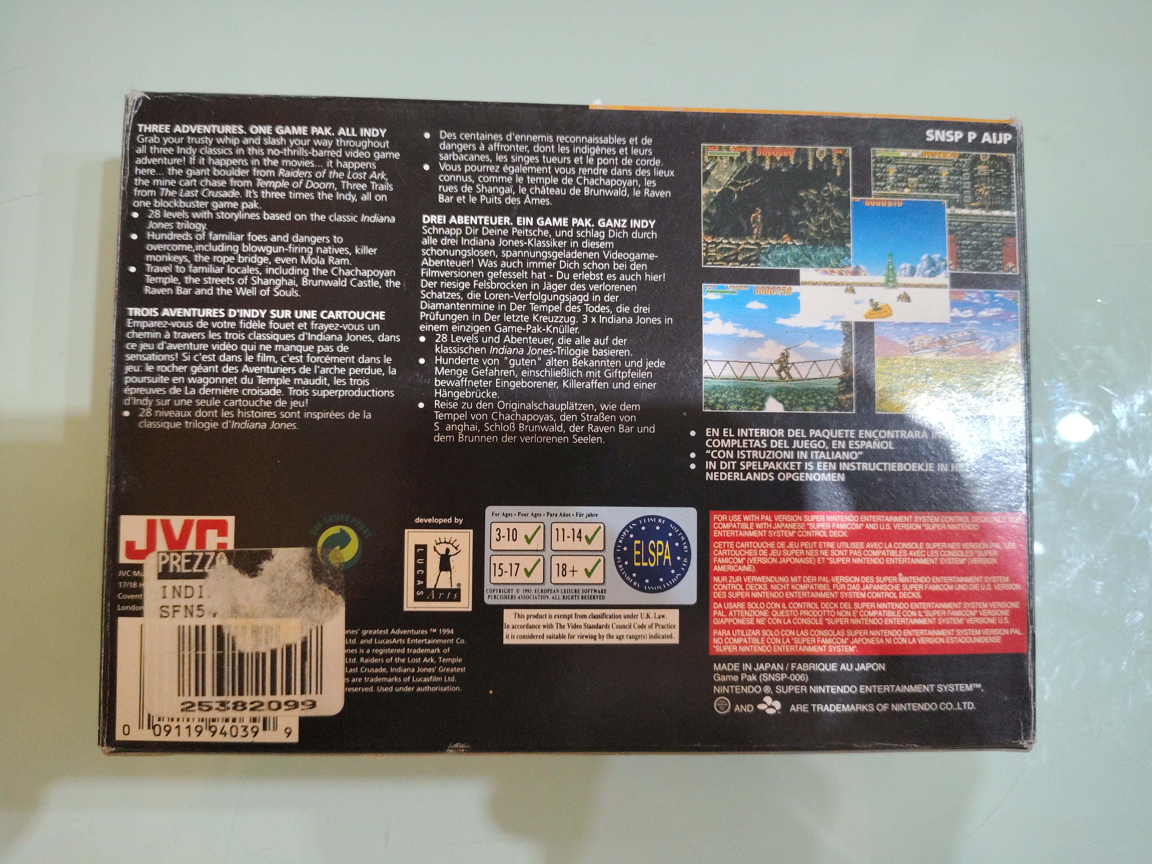 INDIANA JONES GREATEST ADVENTURE SNES PAL IMBALLO ORIGINALE RARO