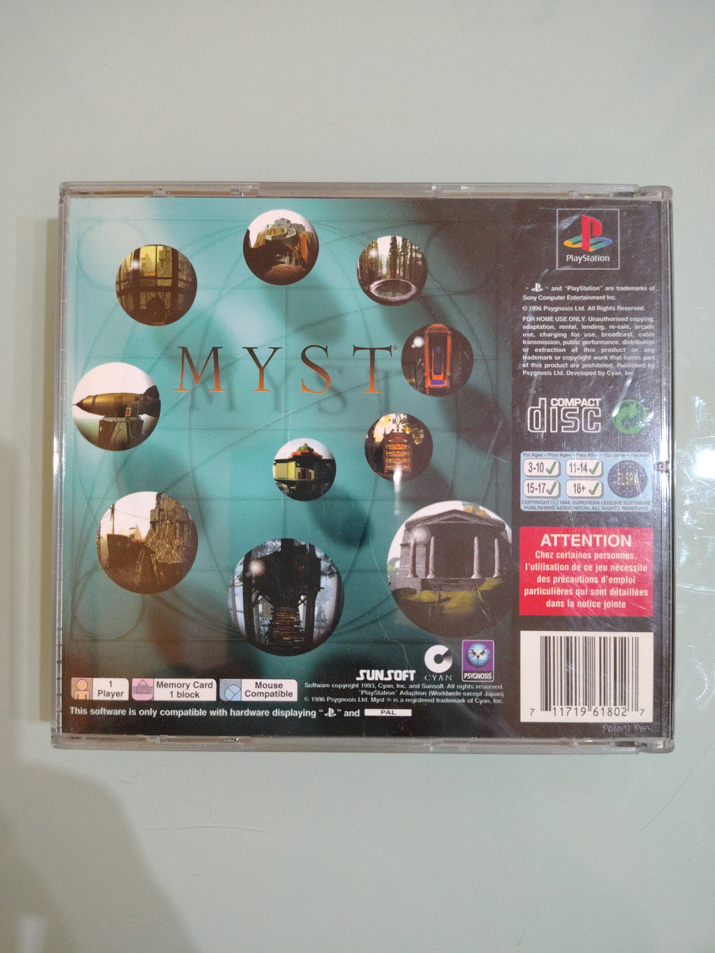 MYST Playstation 1  Psone Pal Ita Italiano Ottimo