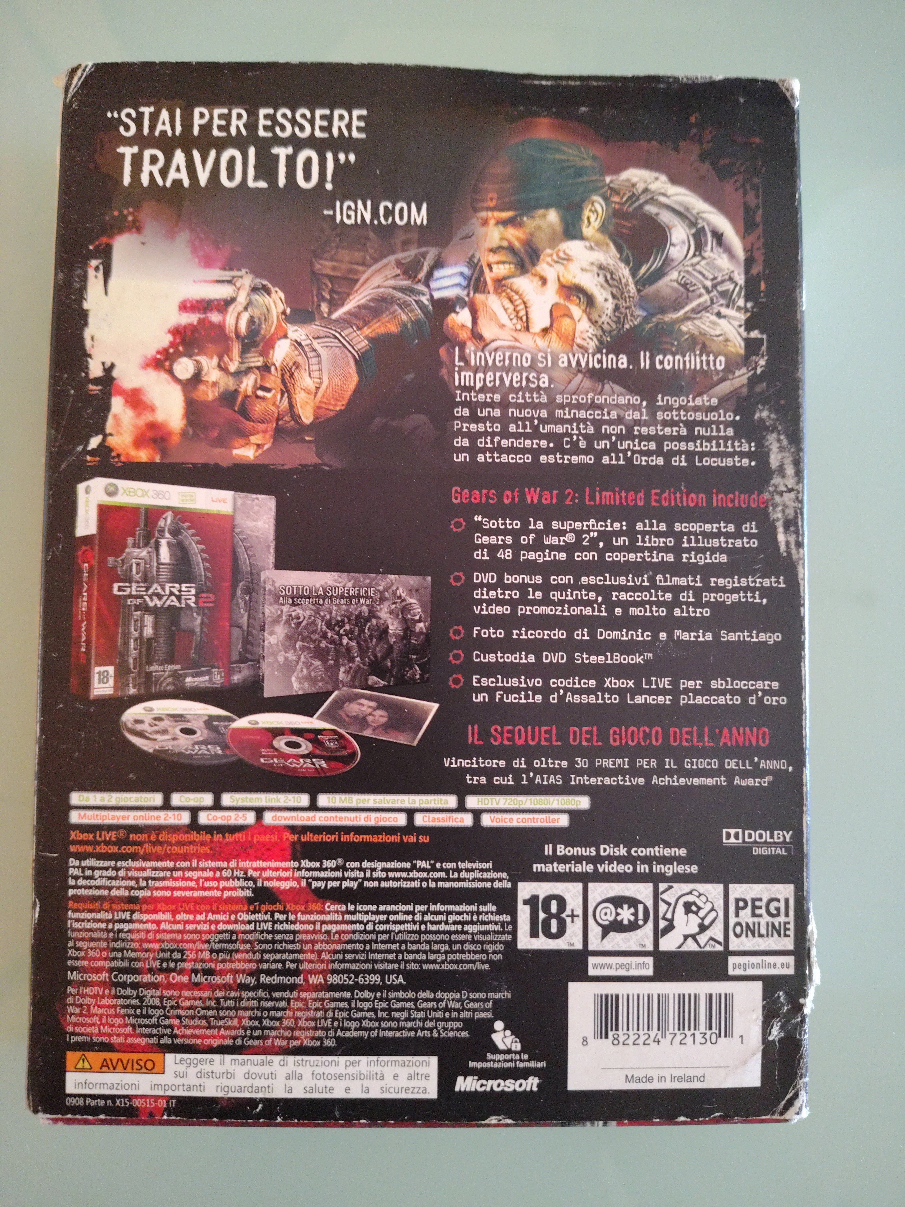 Gears of War 2 Edizione Limitata XBOX 360 Microsoft PAL ITA gioco usato COMPLETO