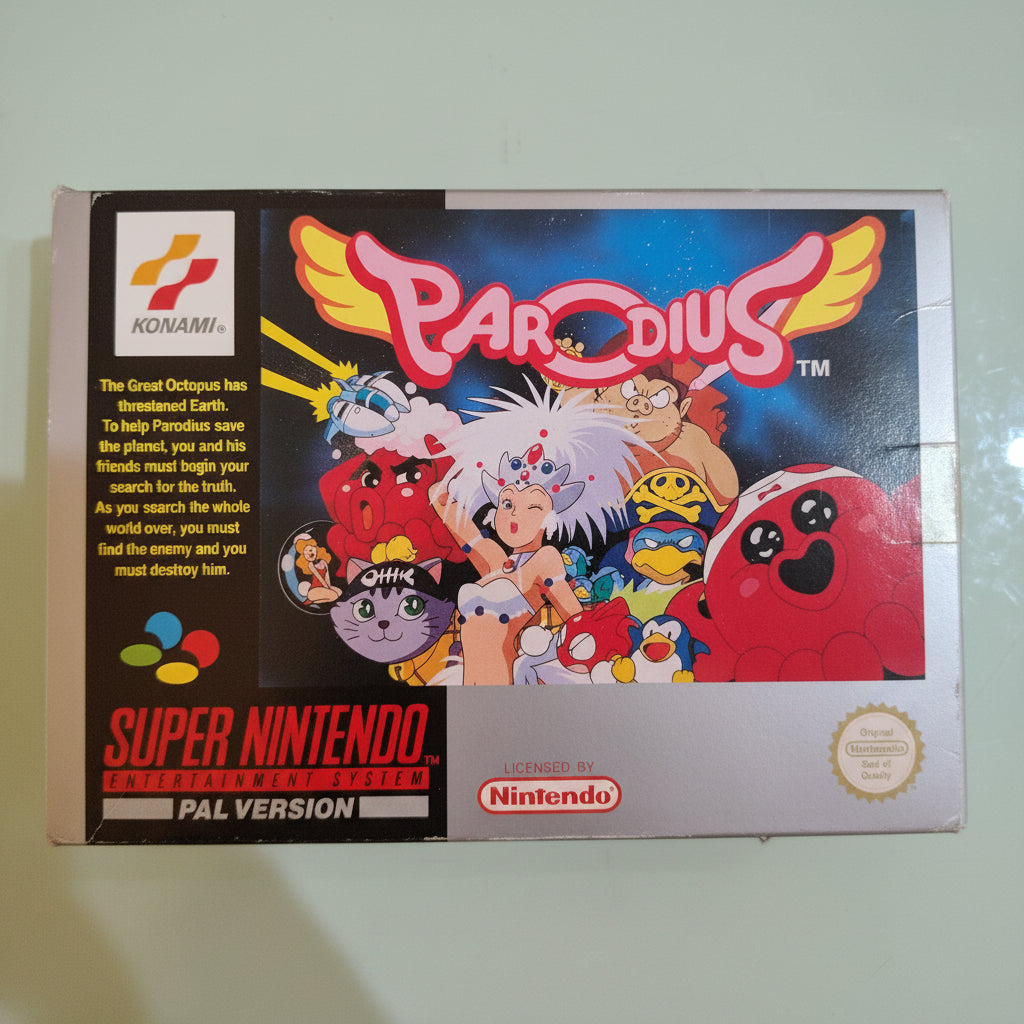 Gioco Parodius SNES. Parodius UK PAL per Super Nintendo raro e completo