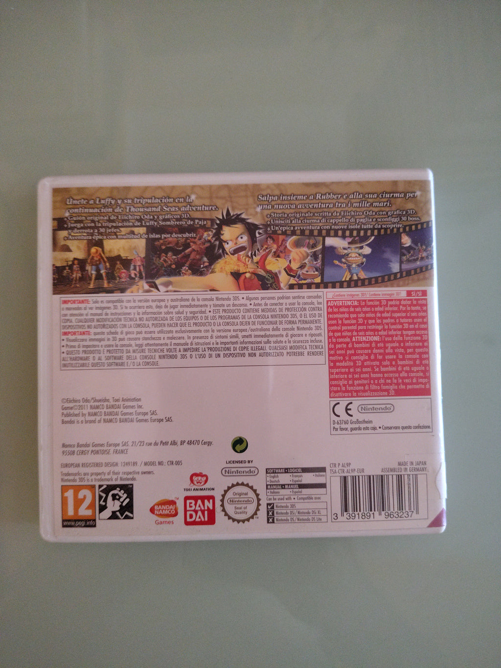 ONE PIECE UNLIMITED CRUISE SP2  PAL NINTENDO 3DS 2DS COMPLETO BAN DAI