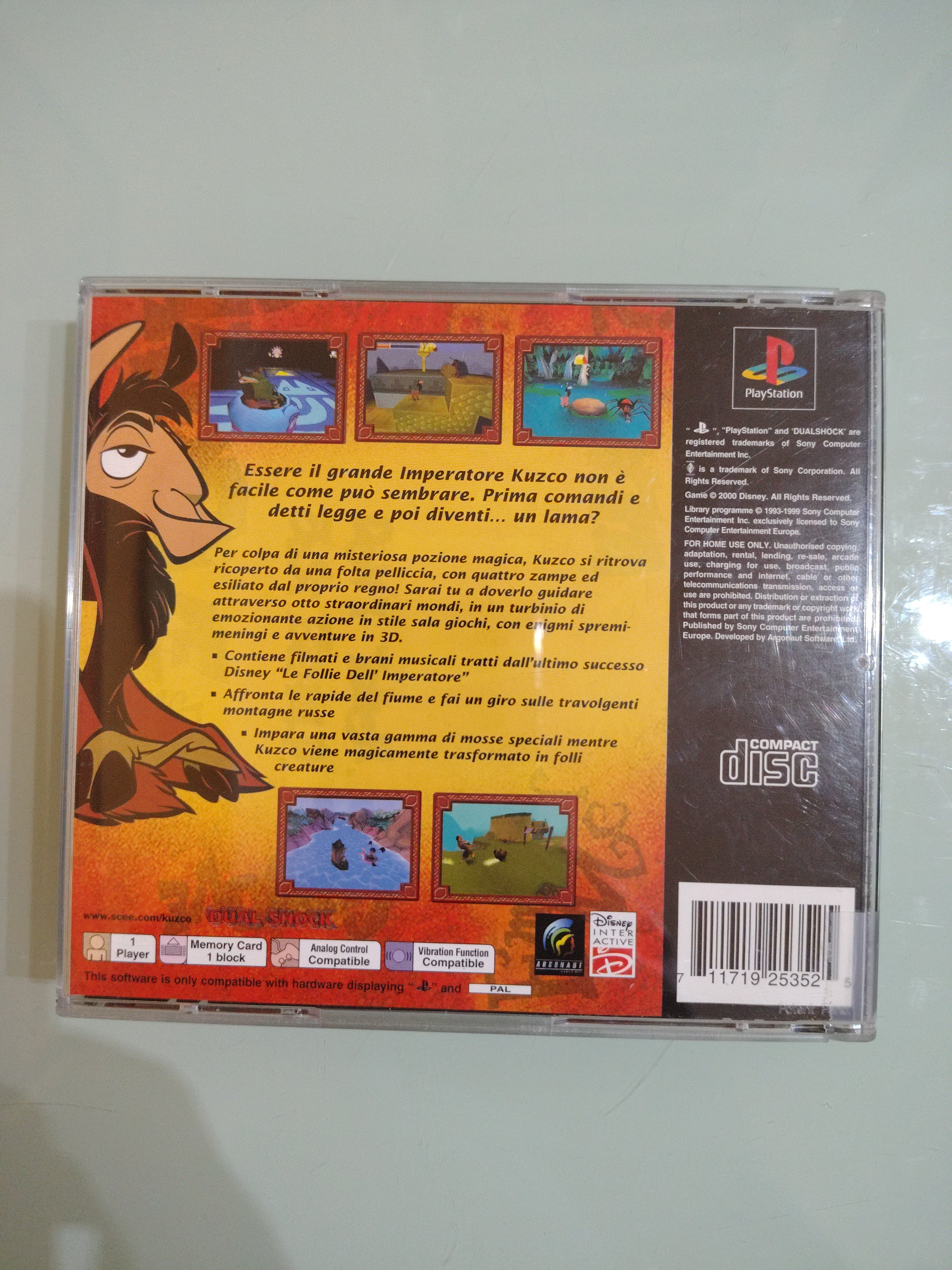 DISNEY LE FOLLIE DELL'IMPERATORE ,  PLAYSTATION 1 VERSIONE ITA 1' STAMPA