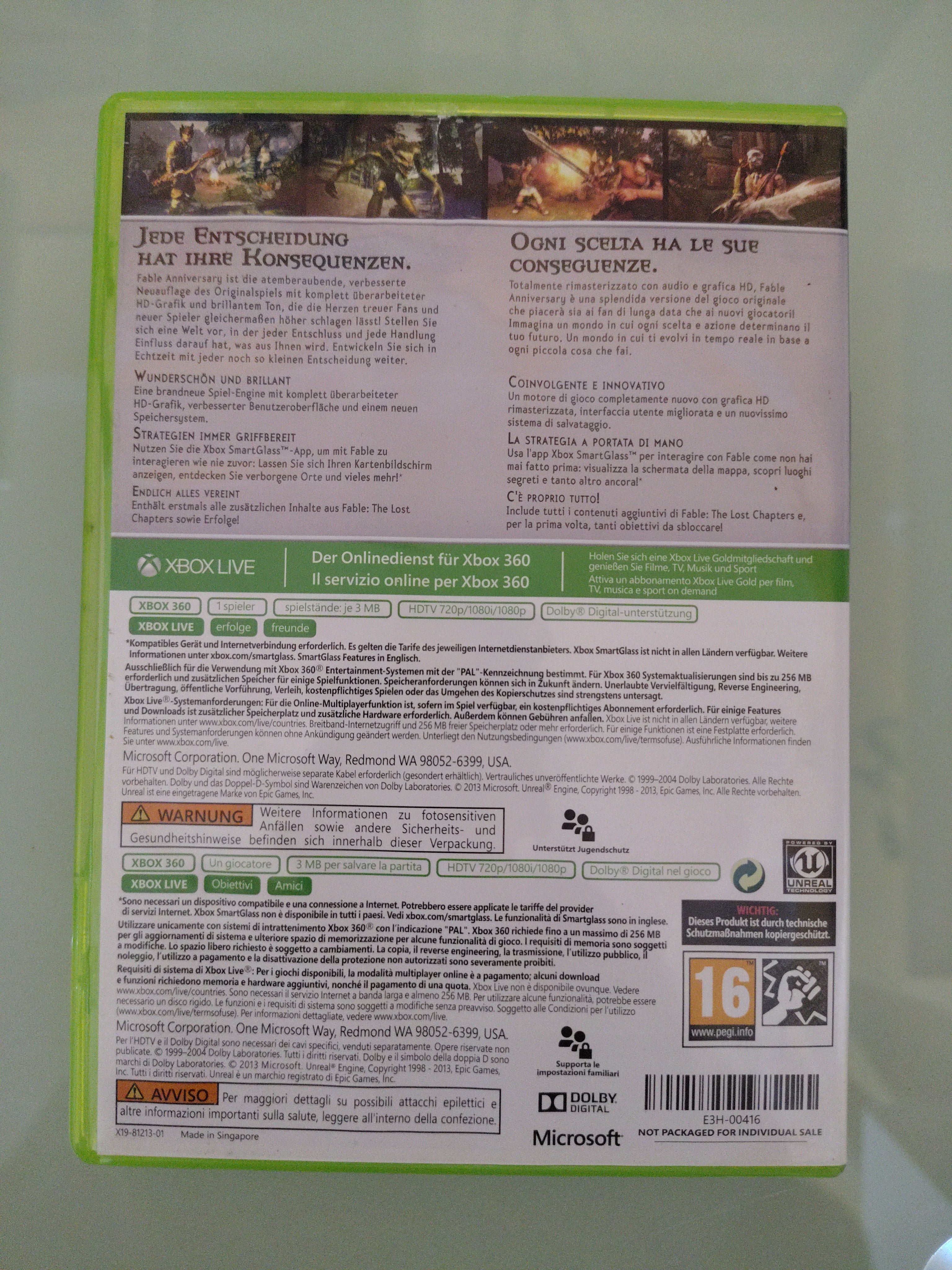 Fable Anniversary GIOCO XBOX 360 VERSIONE ITALIANA