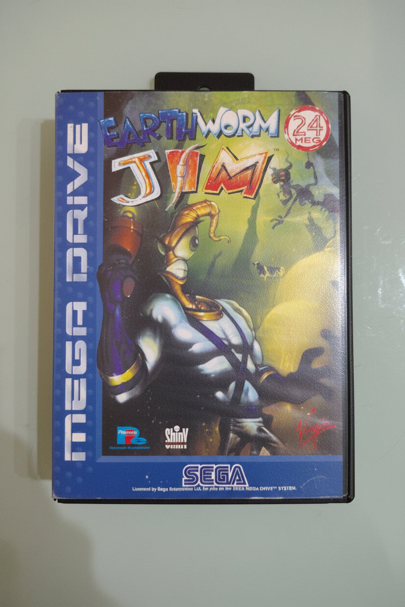 Sega Mega Drive gioco Earthworm Jim con scatola originale e istruzion