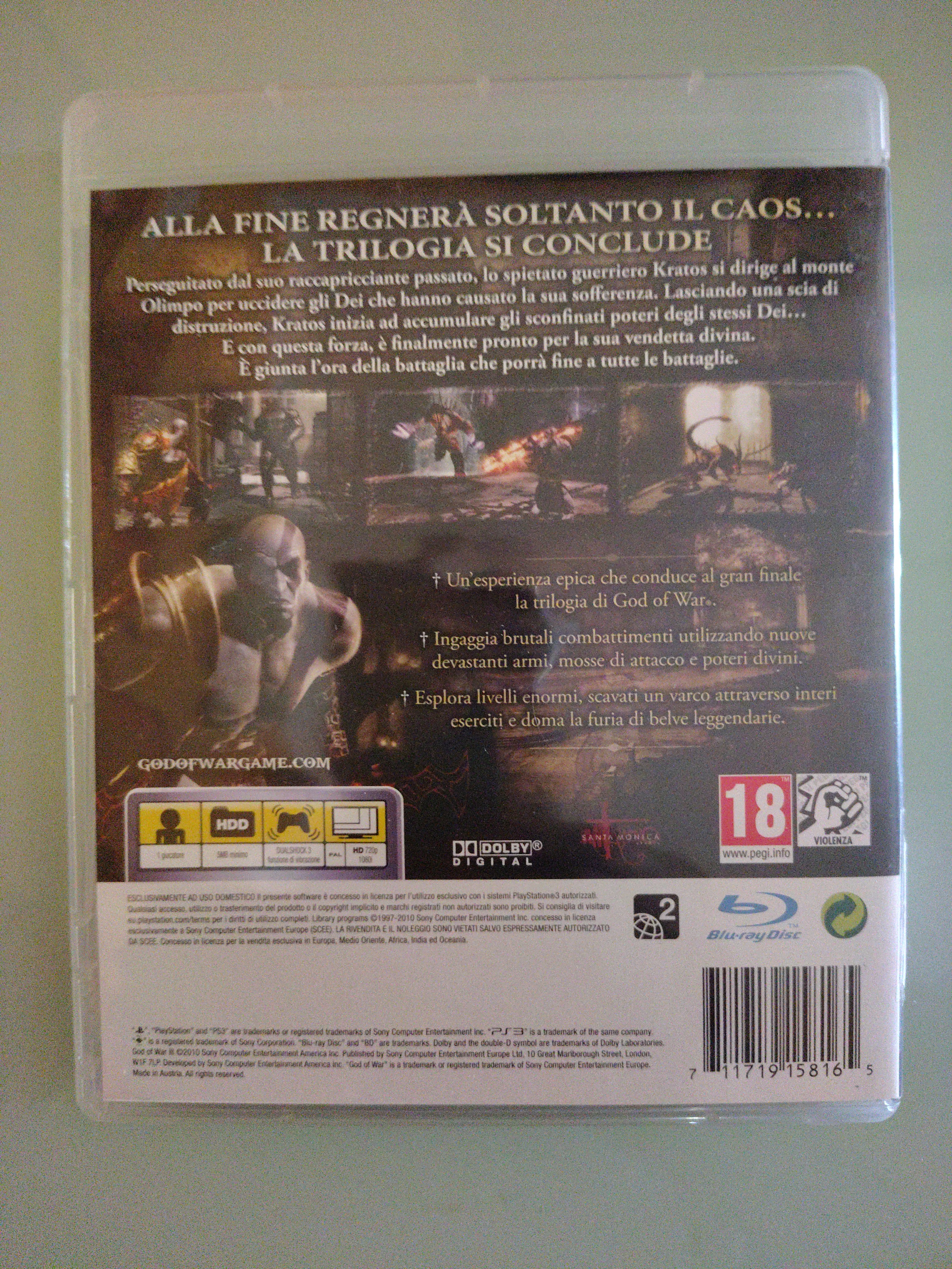 God Of War 3 III PS3 PAL Ita IT
