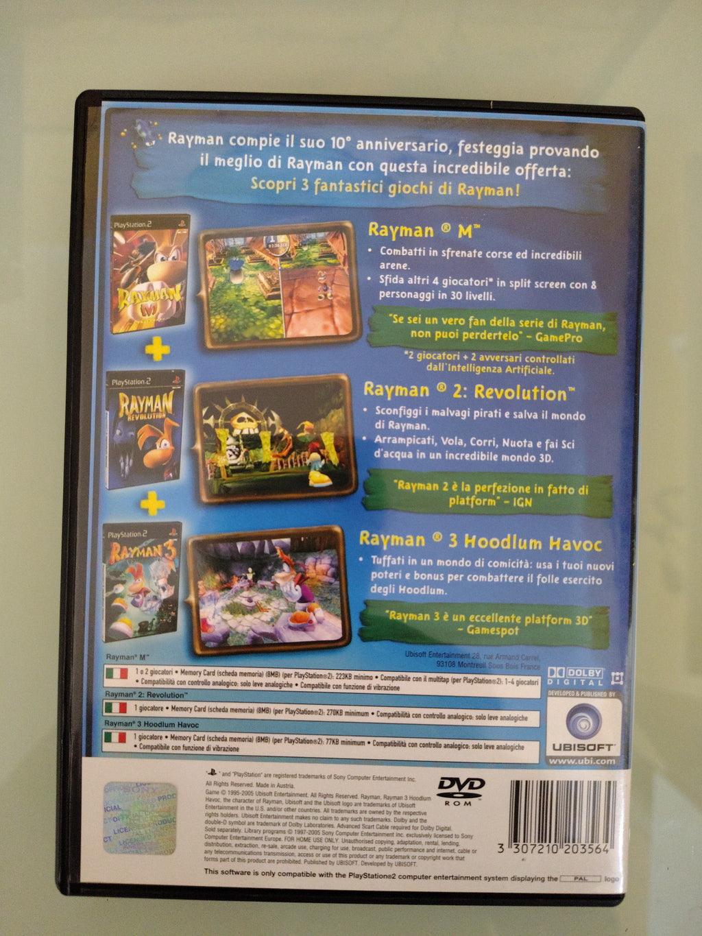 PS2 : RAYMAN 10° ANNIVERSARIO  Completo, ITALIANO ! 3 giochi in 1