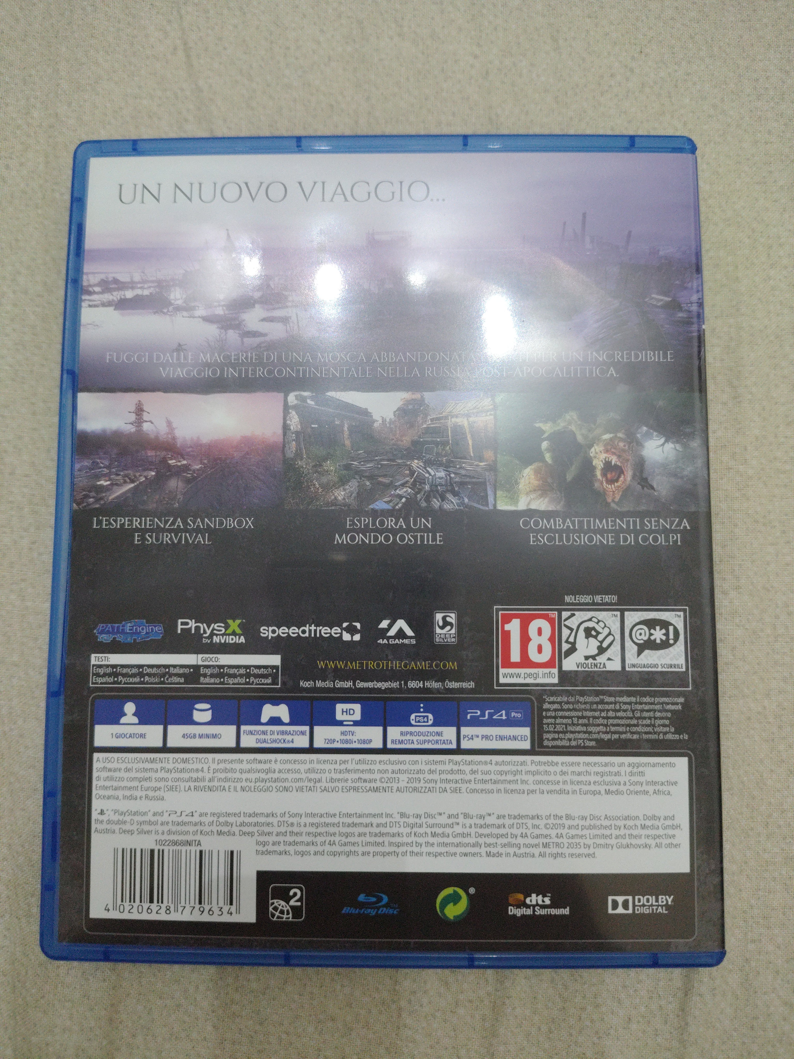 METRO EXODUS (con poster) - gioco playstation 4 - ps4 🇮🇹