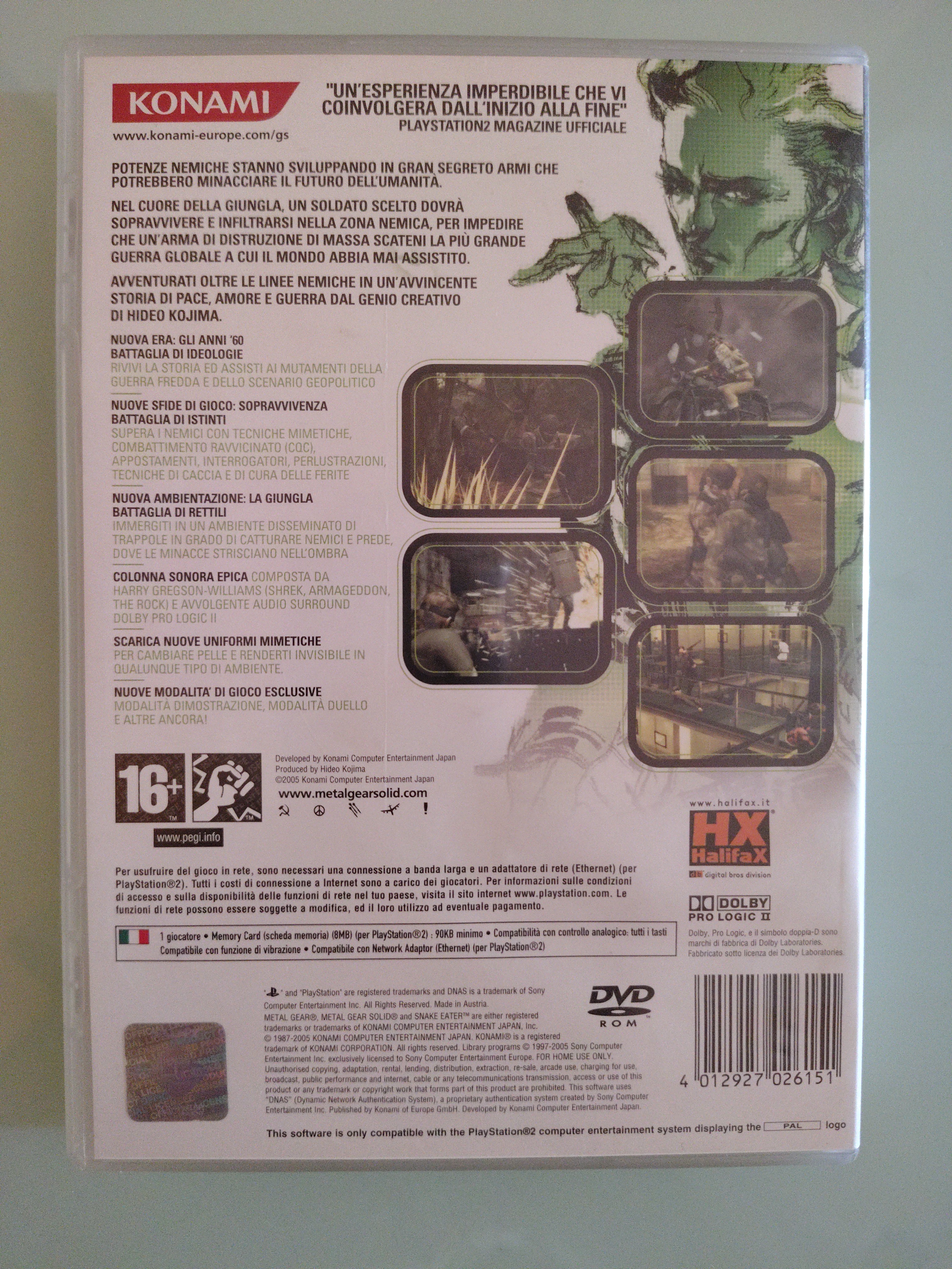 Metal Gear Solid 3 SNAKE EATER PS2 Edizione ITALIANA PAL prima stampa usato