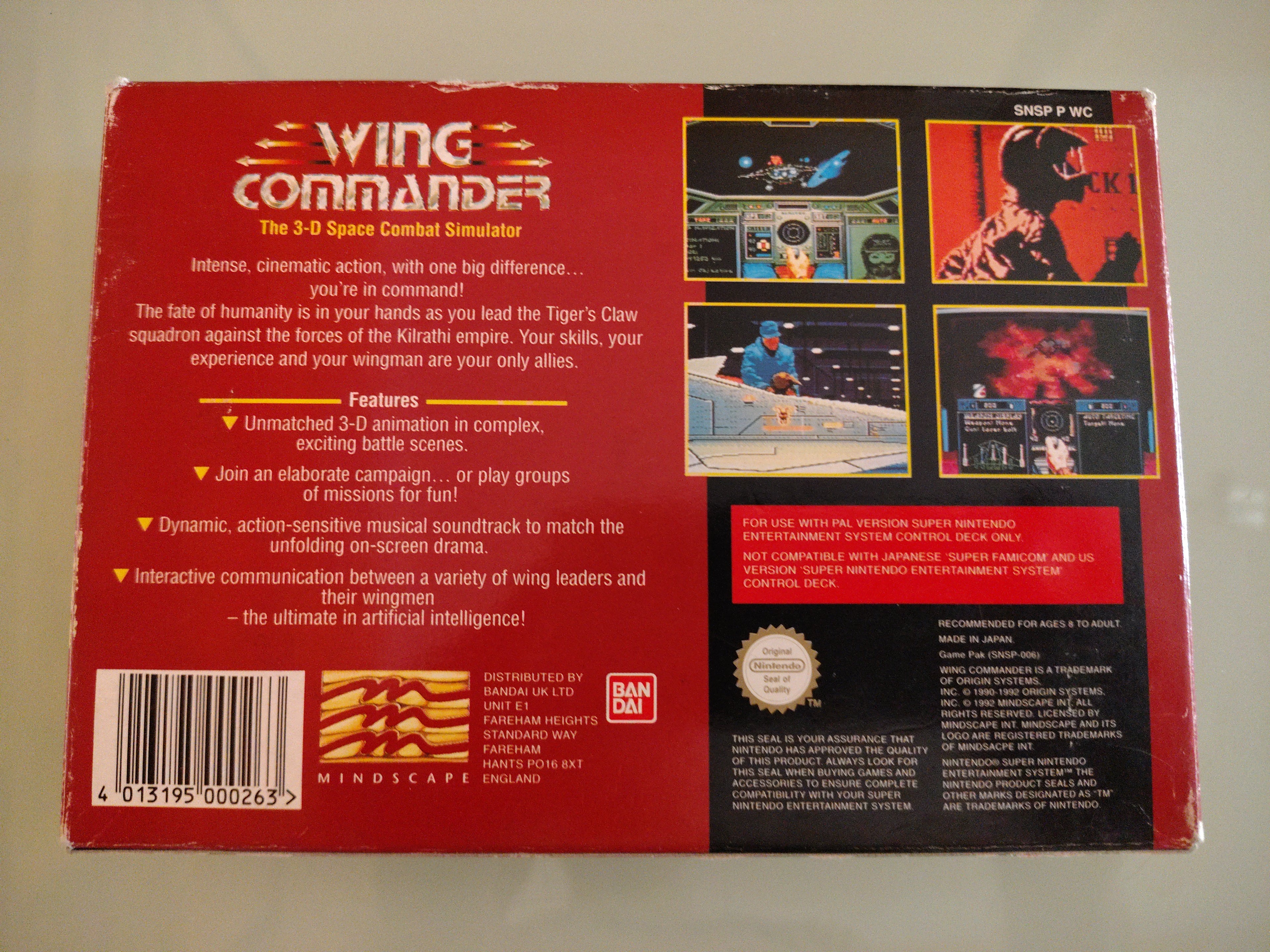 Wing Commander SNES  Confezione. UK PAL Wing Commander per Super Nintendo. Raro