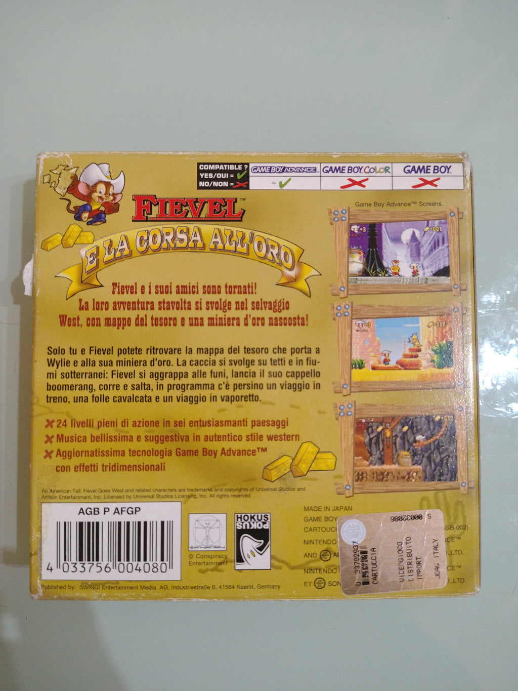FIEVEL E LA CORSA ALL'ORO - GAME BOY ADVANCE