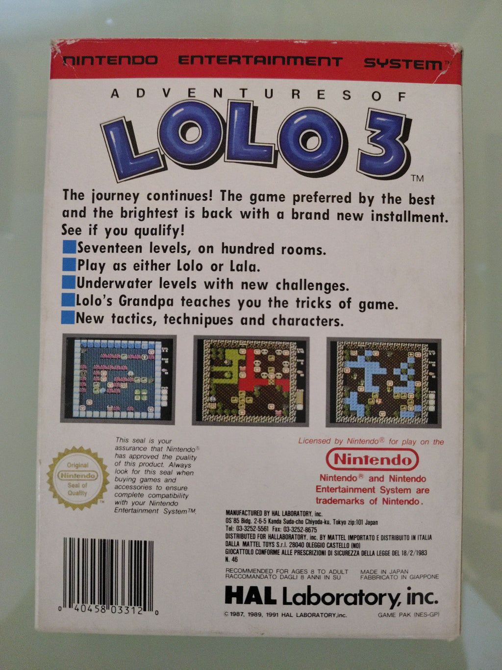 ADVENTURES OF LOLO 3 NES NINTENDO  OTTIMO COMPLETO 6/94 primo marchio Gig ( raro)