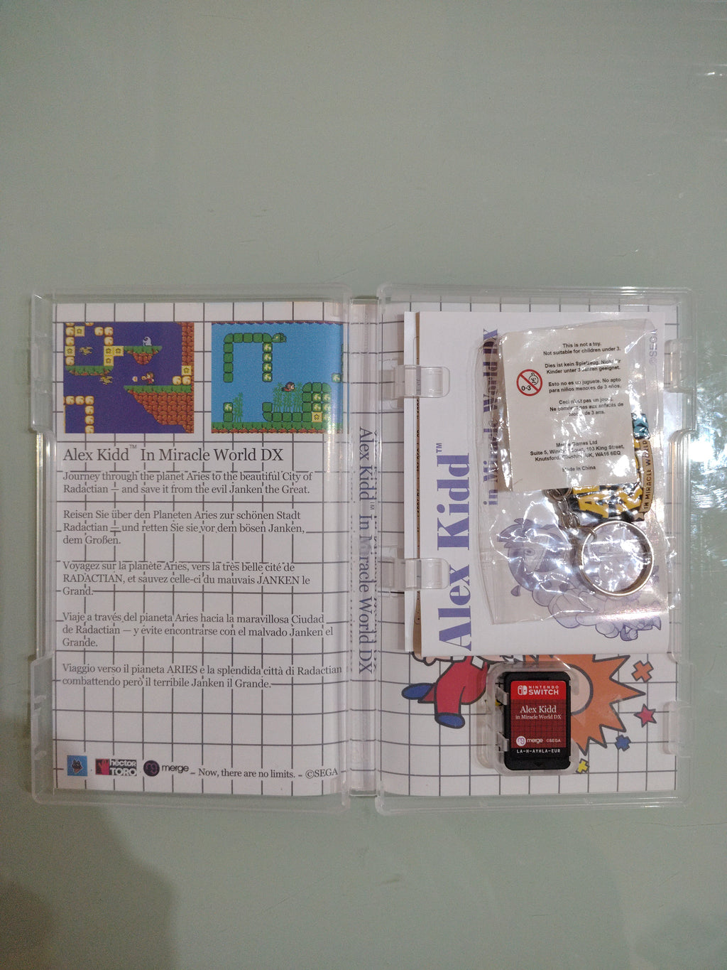 Alex Kidd In Miracle World Dx Nintendo Switch con portachiavi, cover reversibile