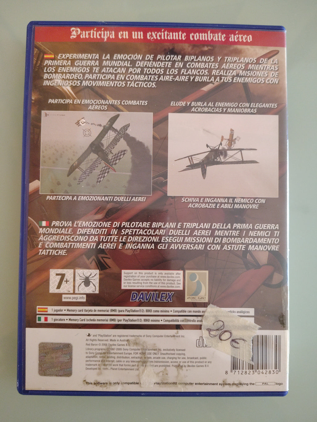 RED BARON SONY PS2 PLAYSTATION 2 PAL EU EUR ITA ITALIANO ORIGINALE COMPLETO
