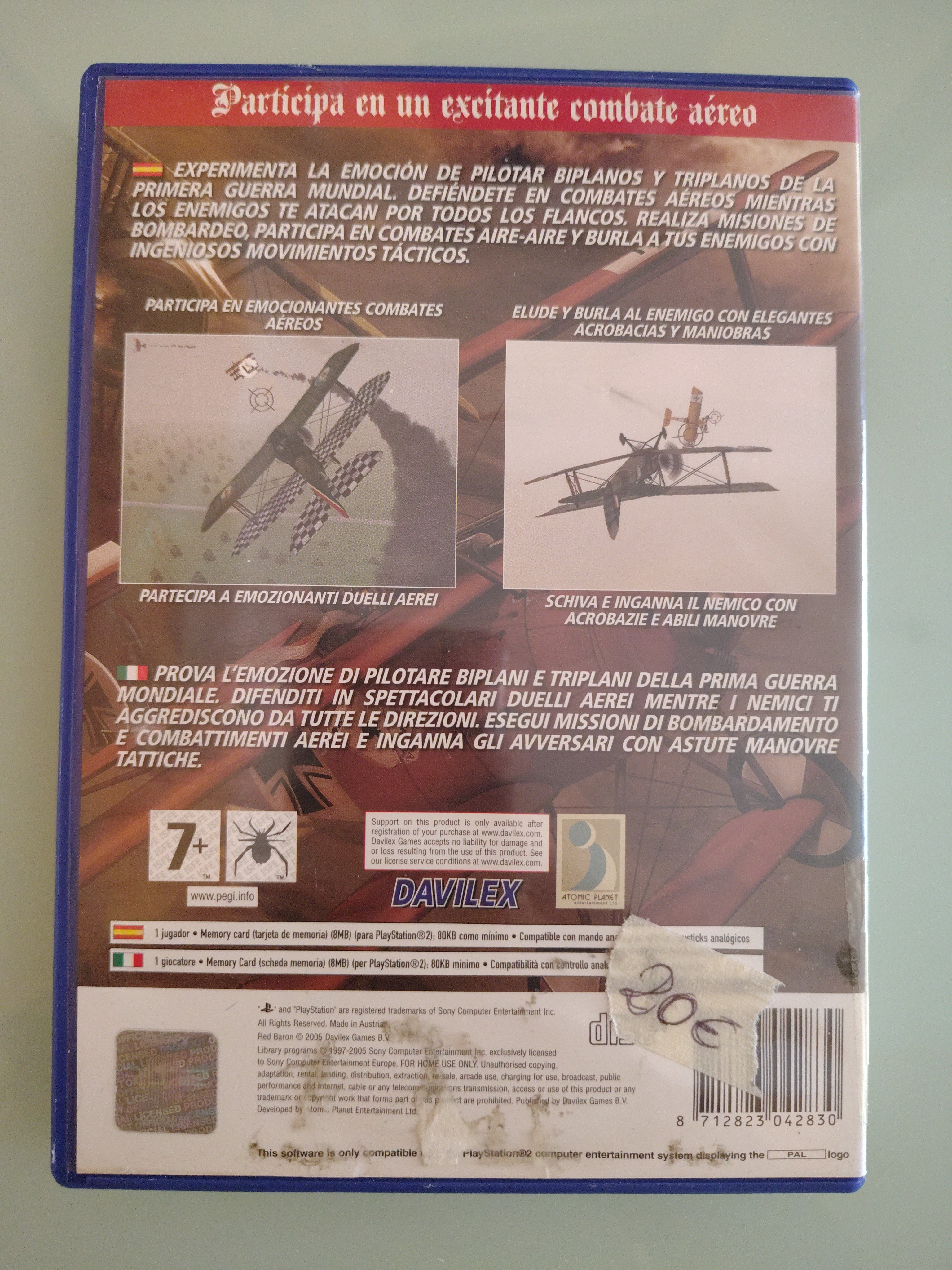RED BARON SONY PS2 PLAYSTATION 2 PAL EU EUR ITA ITALIANO ORIGINALE COMPLETO