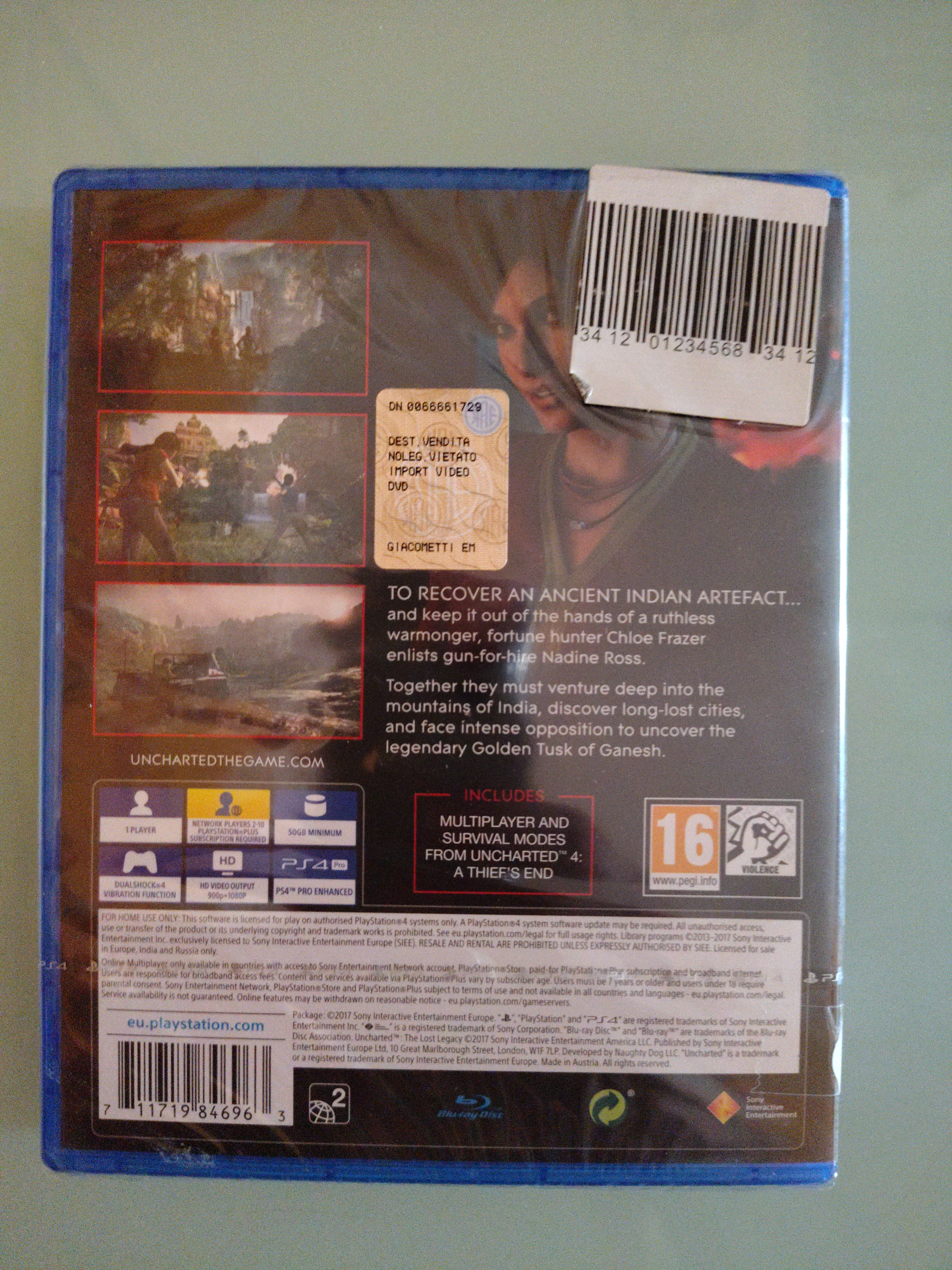 Uncharted:The Lost Legacy Sony PlayStation 4