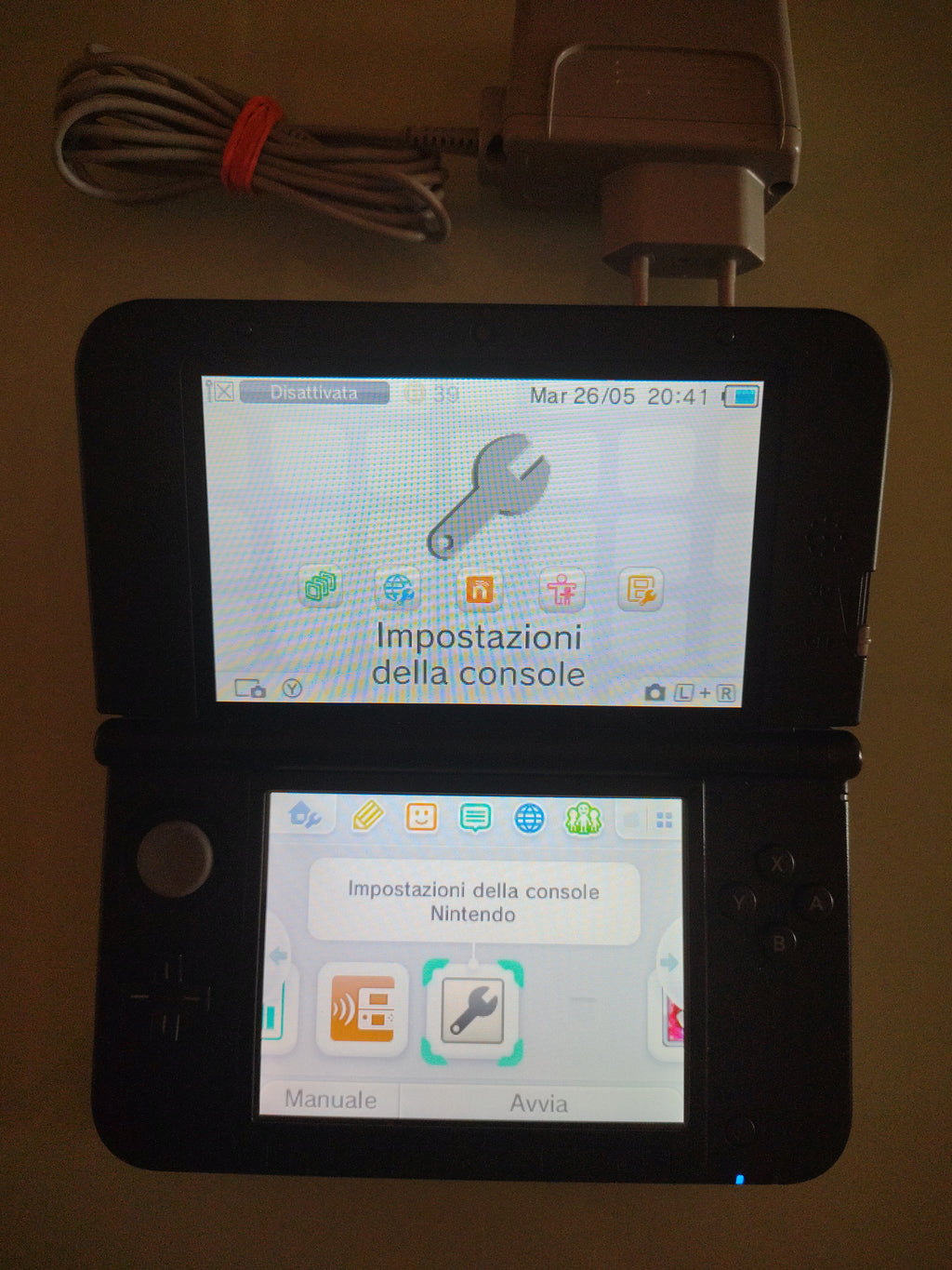 Nintendo 3DS - Console XL #argento + cavo alimentazione con scatola originale