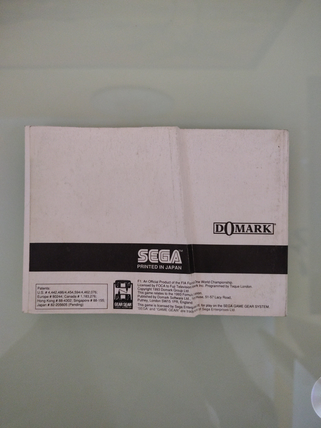 F1 (Formula 1) | Sega Game Gear, ( manuale )