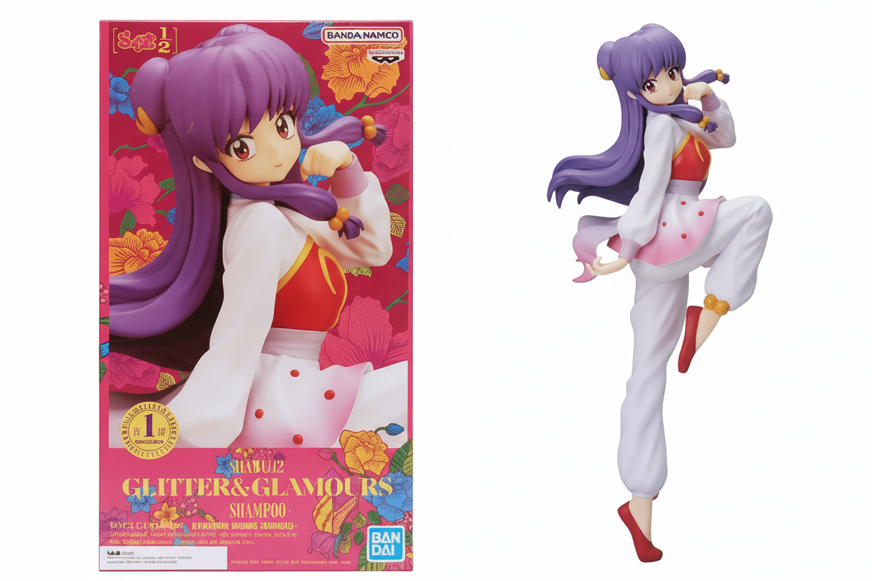 RANMA 1/2 SHAMPOO ACTION FIGURE GLITTER & GLAMOMOURS BANDAI 22CM