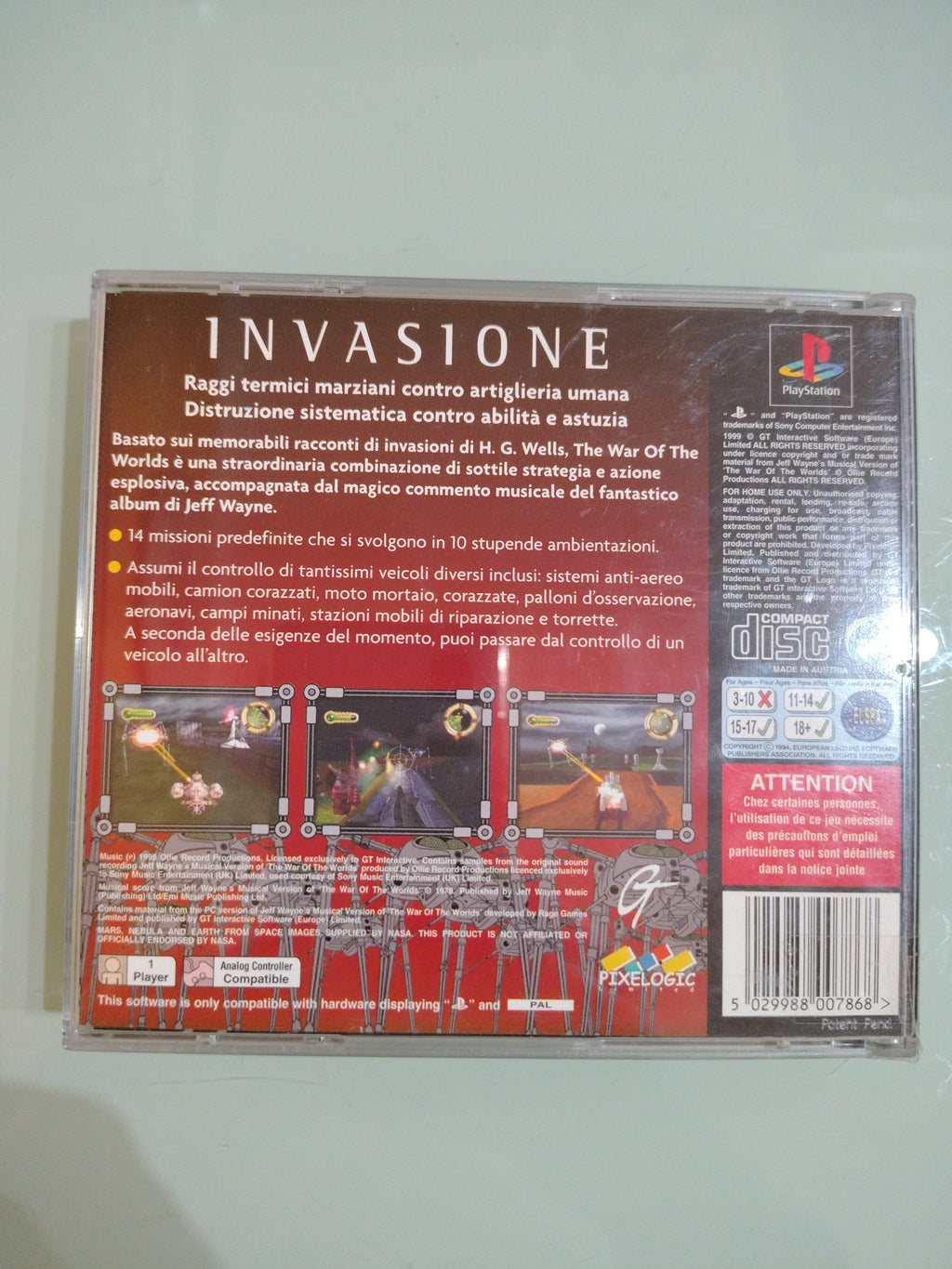The WAR OF THE WORLDS Playstation PS1 PSX PSONE Edizione italiana