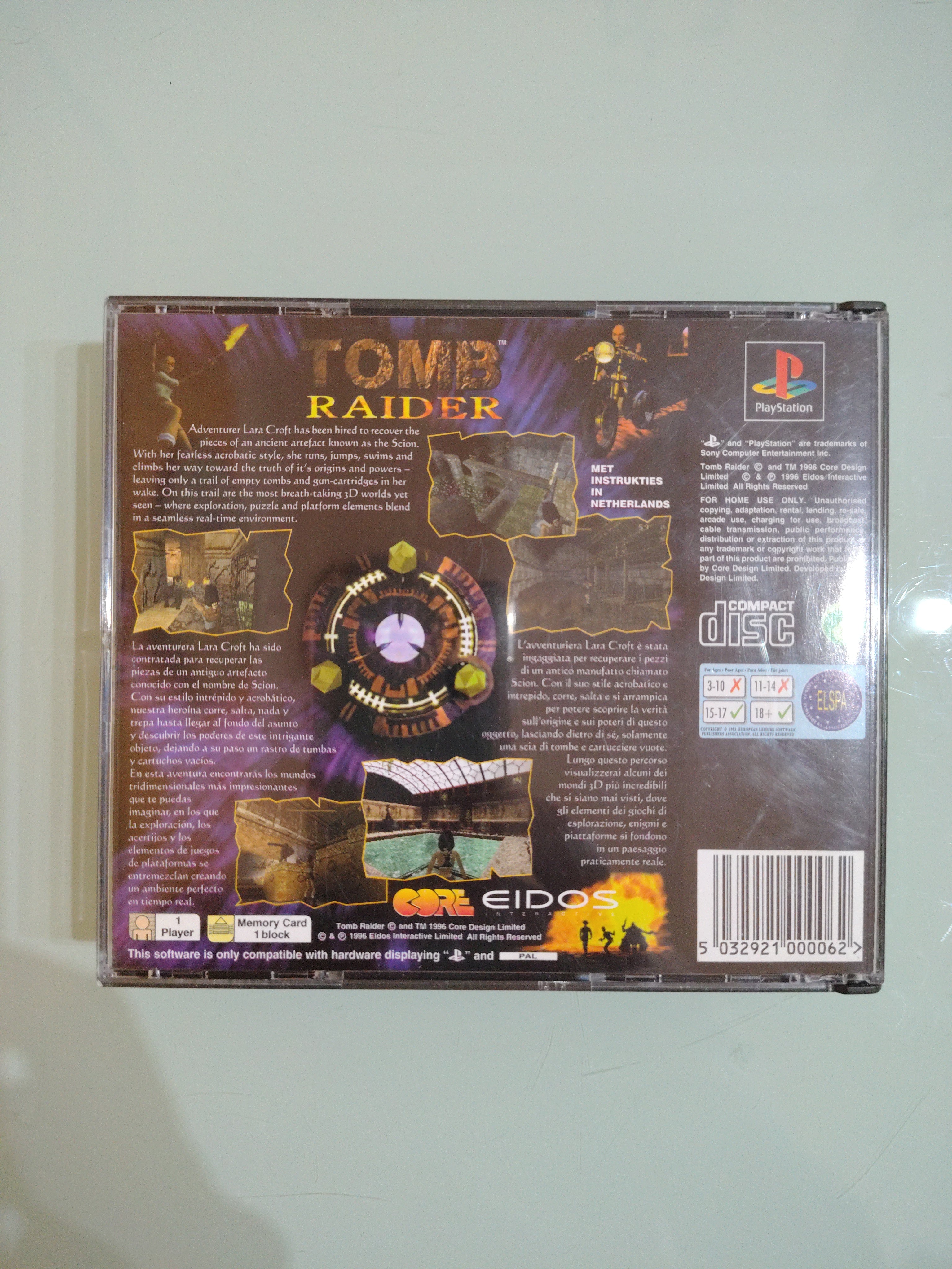 TOMB RAIDER BIG BOX SONY PLAYSTATION 1 PS1 PAL ITA  USATO OTTIMO